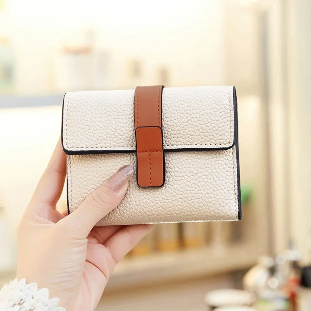 Leather Womens Wallet Compact RFID Trifold with Card Slots Coin Pocket